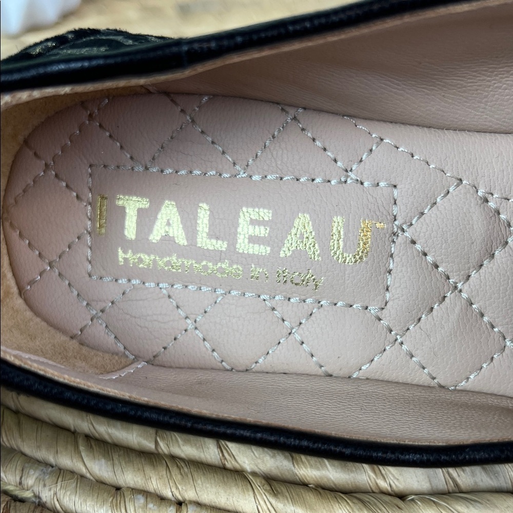 Italeau Theresa Loafers Black With Metallic Harlequin Pattern Smoking Flat 38 - Picture 5 of 11